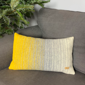 Coussin en laine dégradé gris et jaune 30x50 cm